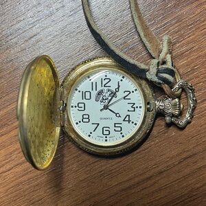 Vintage Eagle Pocket Watch with Leather Band